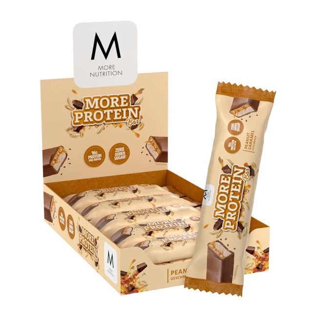 More Protein Riegel Box 10 Erdnuss Karamell 10 x 50 g - Hoher Proteingehalt