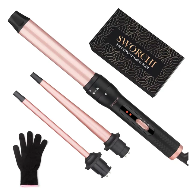 Ferro Arricciacapelli Professionale 3 in 1 - Onde Larghe - Set Beach Wave - Ceramica