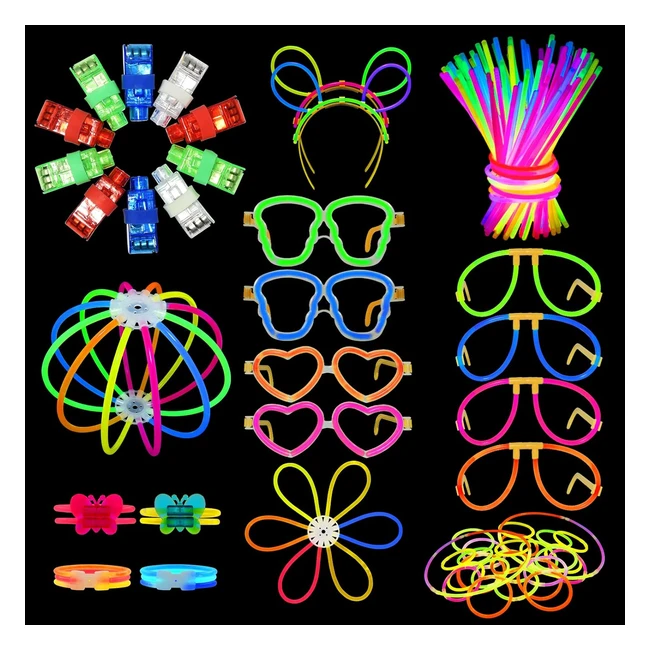Pack Pulseras Luminosas Fluorescentes 246pcs - Segotendy - Fiesta Neon - Regalos