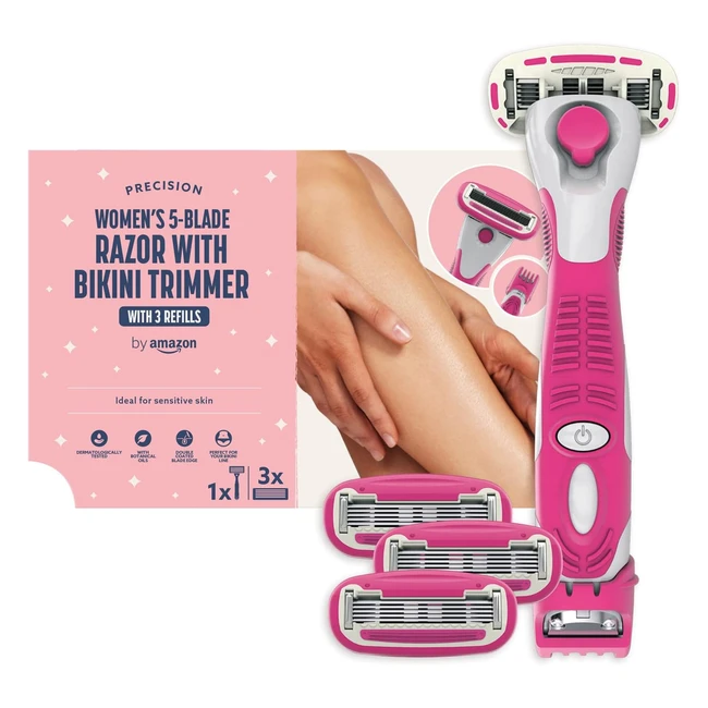 Solimo Damenrasierer 5 Klingen mit 3in1 Trimmer 3 Nachfüllungen