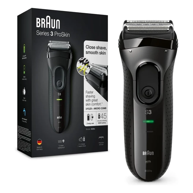 Braun Series 3 ProSkin Electric Shaver 3020s - Precision Trimmer - Cordless Wet