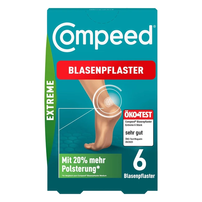 Compeed Blasenpflaster Extreme Hydrokolloidpflaster - Extra starker Schutz - Fersen - 6 Stück