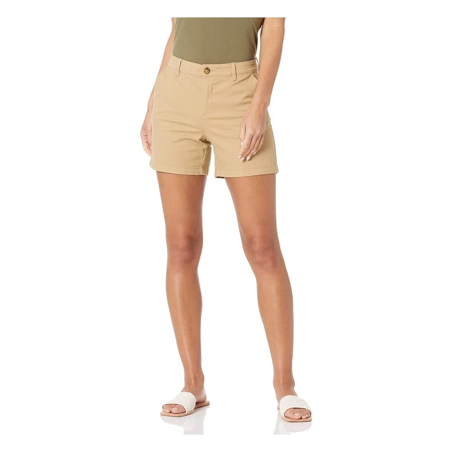 Amazon Essentials Womens Midrise Slim 5in Khaki Shorts - Straight  Curvy Fits 