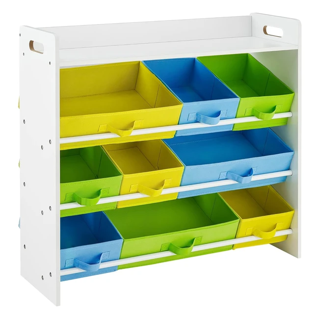 Songmics Toy Organiser GKR31WT - Kids Storage Unit with 9 Removable Bins
