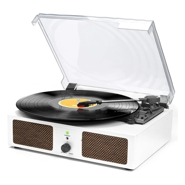 Platine Vinyle Tournedisque Hautparleurs Sans Fil USB 3 Vitesses Blanc