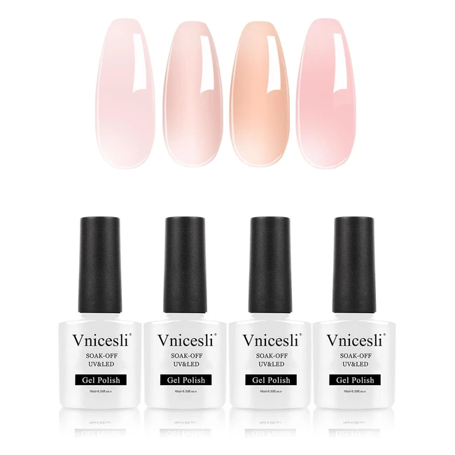 Kit Smalto Semipermanente Unghie Nude Lattiginoso 4 Colori - Alta Lucentezza e L