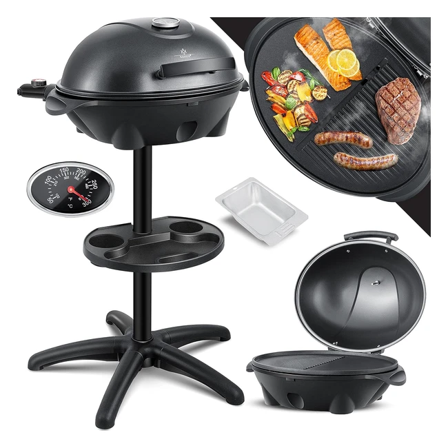 Kesser Elektrogrill 2in1 Tischgrill Standgrill mit Deckel 2400 Watt Antihaftbesc