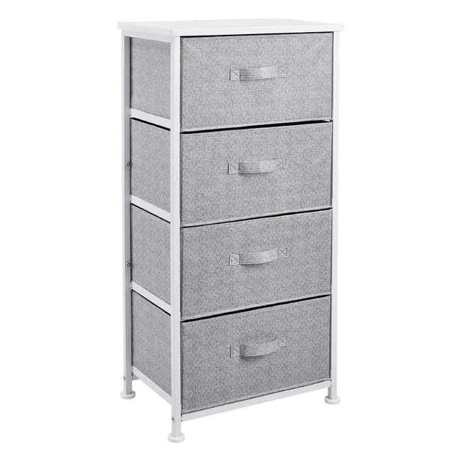 Amazon Basics Fabric 4-Drawer Storage Organiser Unit - White - Durable Steel Fra