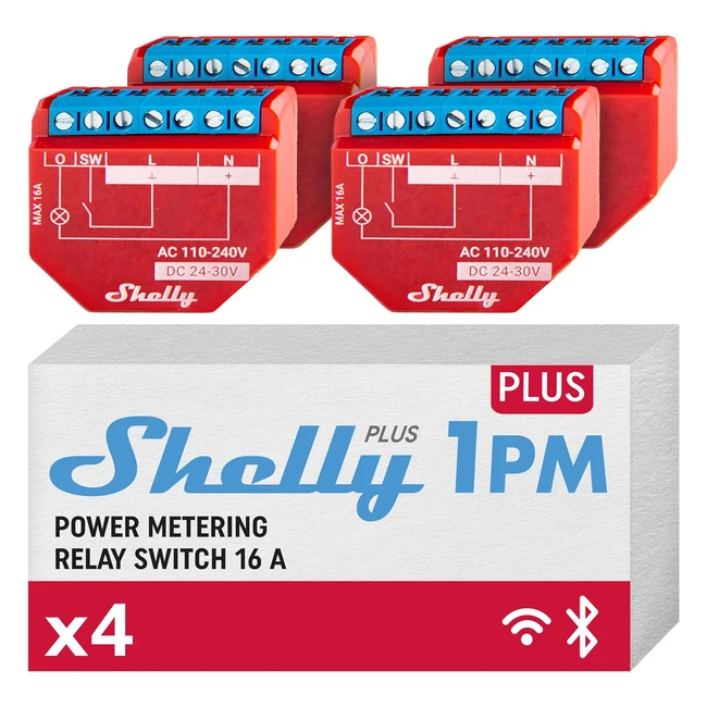 Shelly Plus 1PM Smart Interruptor Inalmbrico y Bluetooth con Medicin de Cons