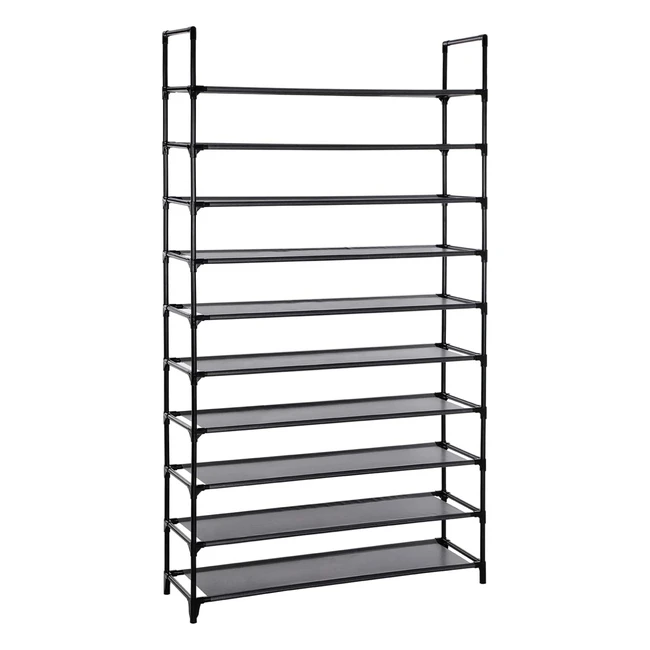 Songmics Shoe Rack 10 Tier 29 x 100 x 175 cm - Metal Frame Nonwoven Fabric - Black LSR10BK