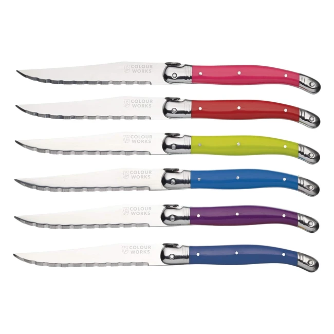 Set 6 Coltelli da Carne e Bistecca Multicolore - Colourworks - Ref1234 - Lame A