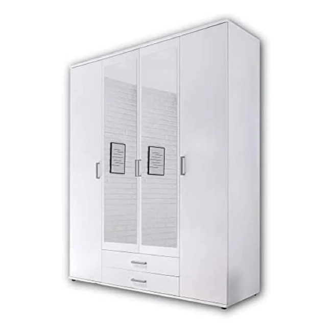 Eleganter Kleiderschrank 4trig - Karl - Viel Stauraum - Wei - 160 x 196 x 54 cm
