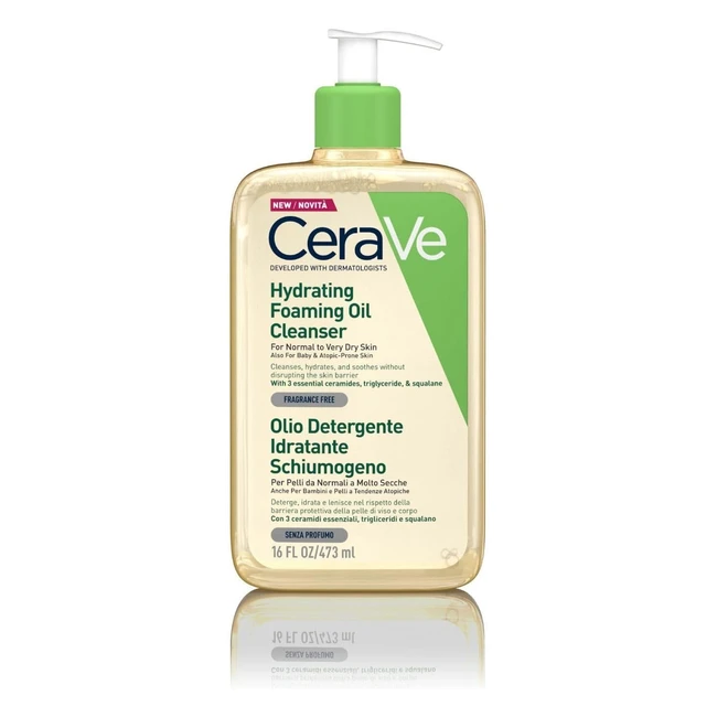 CeraVe Hydrating Foaming Oil Cleanser 473ml - Normal to Very Dry Skin - Squalane