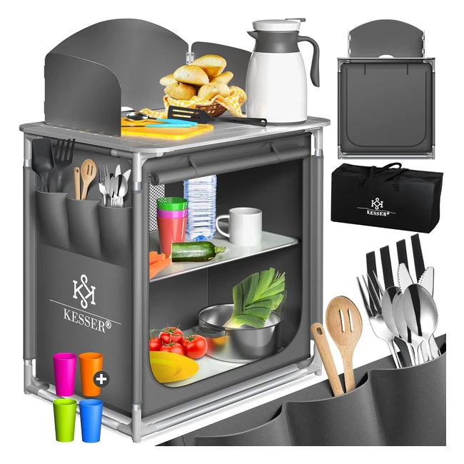 Kesser Camping Kchenzeile mit Tragetasche  Aluminiumgestell  Outdoor Camping