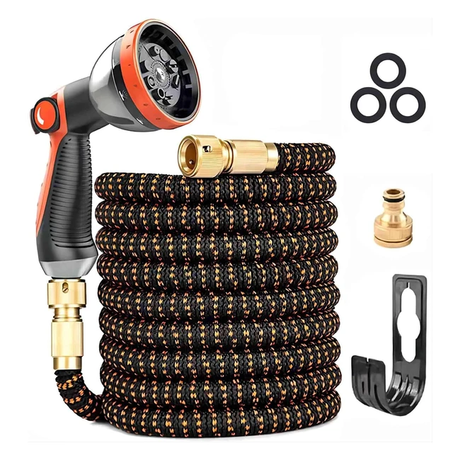 75ft Expandable Garden Hose Pipe | Upgraded 3-Layer Latex | No-Kink | Flexible Water Hose | 3412 Metal Connectors | 10 Function Spray Nozzle