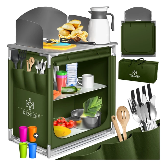 Kesser Camping Kitchen mit Tragetasche - Camping Schrank mit Aluminiumgestell - 