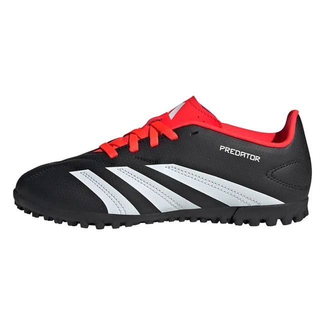 adidas Predator Club Turf Football Boots - Core Black/Cloud White/Solar Red - Size 5 UK Child