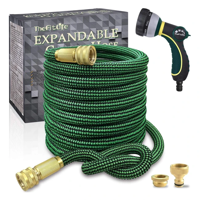 TheFitLife Expandable Garden Hose Pipes - EU Standard - 13Layer Latex - Solid Brass Fittings - 3X Expanding - Kink Free - Easy Storage - 15m