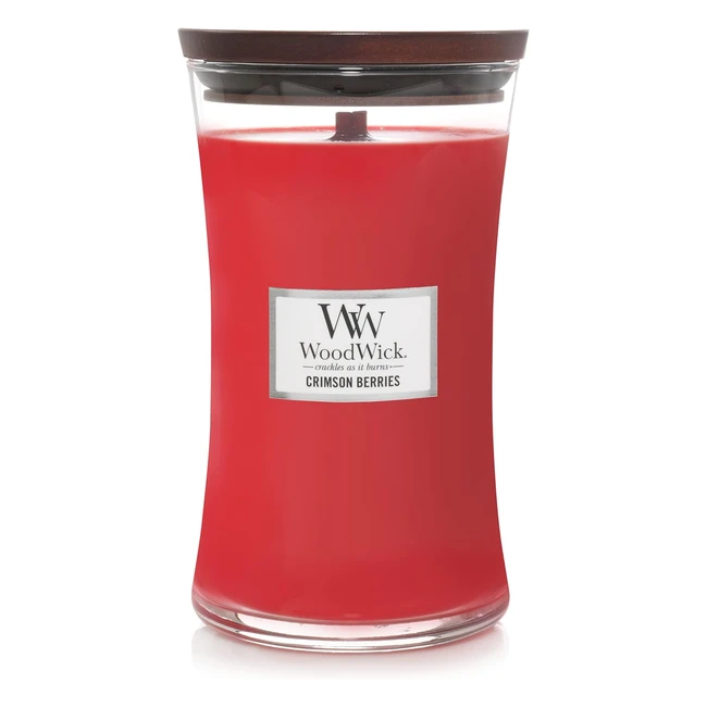 Woodwick Large Hourglass Scented Candle Crimson Berries - Up to 130 Hours Burn Time