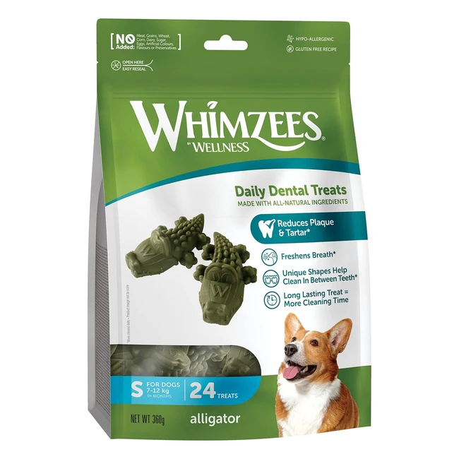 Whimzees by Wellness Krokodil Zahnpflegesnacks 24 Stk Gre S