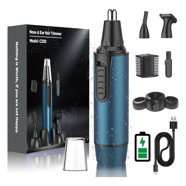 2024 Rechargeable Nose Hair Trimmer for Men - IPX7 Waterproof Dual Edge Blades