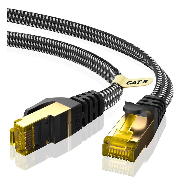 Cble Ethernet CAT 8 Ariskeen 4m - Haut Dbit 40Gbps 2000MHzs - RJ45 STP Blind