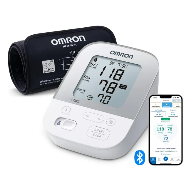 Omron X4 Smart Moniteur de Tension Artérielle Bluetooth - Validé Cliniquement - Mémoire 2 Utilisateur - Détection des Pulsations Cardiaques Irrégulières