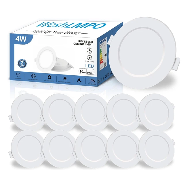 Faretti LED da incasso per cartongesso bianco caldo 3000K 4W 350 Lumen IP44 AC 2