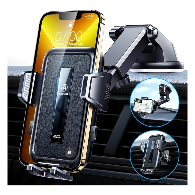 Vanmass Car Phone Holder 2024 Highend Max Upgrade Large Phone Thick Case Friendly Super Suction Mobile Automobile Cradle