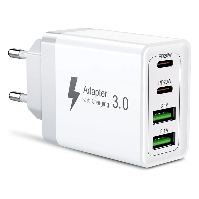 Cargador USB C 40W  Enchufe USB C  Carga Rpida  USB-C y USB-A  Mvil Rp