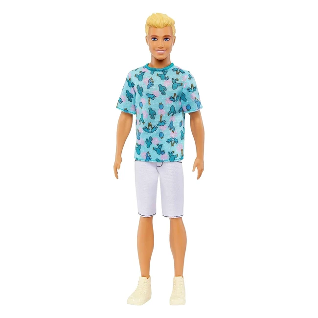 Barbie Ken Fashionistas Puppe T-Shirt mit Kaktus- und Palmenprint Weie Shorts 