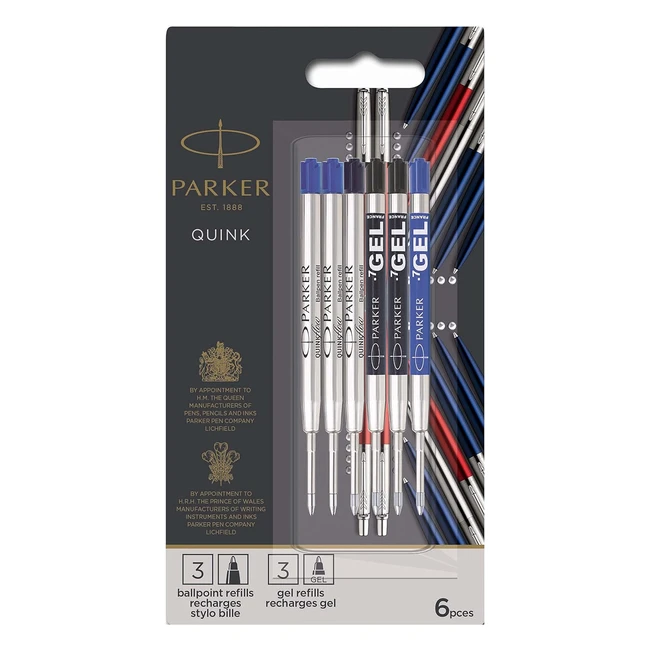 Parker Jotter London Ballpoint  Gel Pen Refill Discovery Pack - 3 Quinkflow Ref
