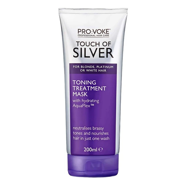 Provoke Touch of Silver Toning Treatment Mask 200ml - Purple Conditioner for Blonde Platinum White or Grey Hair - Banish Brassy Tones