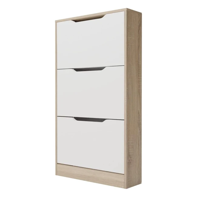Mueble Zapatero Durmete Online Ayen - 3 Puertas - Color Cambria y Blanco - 107cm