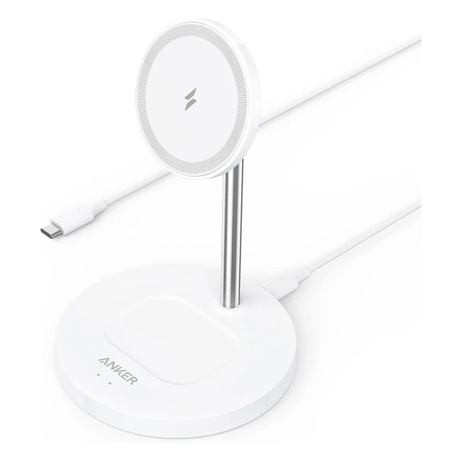 Anker PowerWave Magnetic Stand Lite Station de Charge Sans Fil 2 en 1 avec Cbl