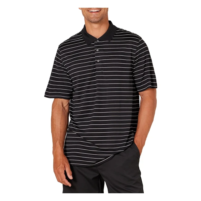 Amazon Essentials Men's Regular-Fit Quick-Dry Golf Polo Shirt - Big & Tall - Black/White Pinstripe - REF1234