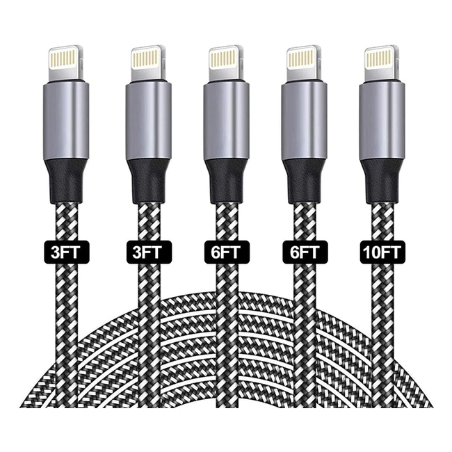 Sanyeye iPhone Charger Cable MFi Certified 5Pack 336610ft Fast Charging Nylon Br