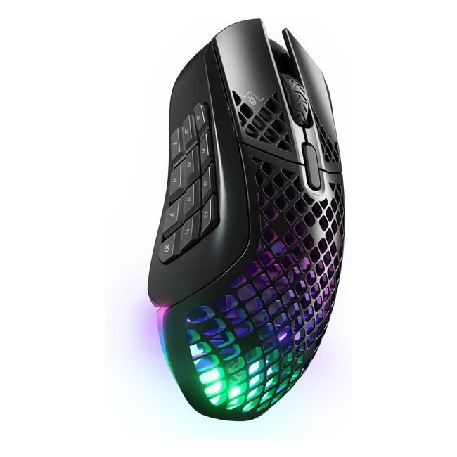 SteelSeries Aerox 9 Wireless Souris MMO Sans Fil Perfore RGB 18 Boutons