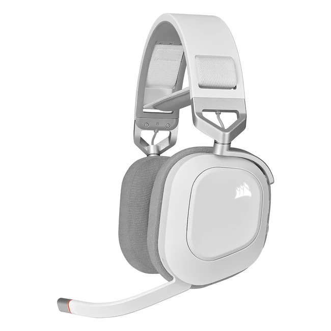 Corsair HS80 RGB Wireless Gaming Headset - Dolby Atmos, Omnidirectional Mic, iCUE Compatible - White