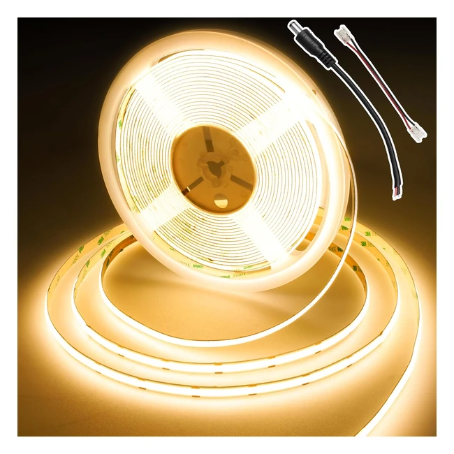 Berixdeep Striscia LED COB 10m Bianco Caldo 384 LED Dimmerabile DC24V