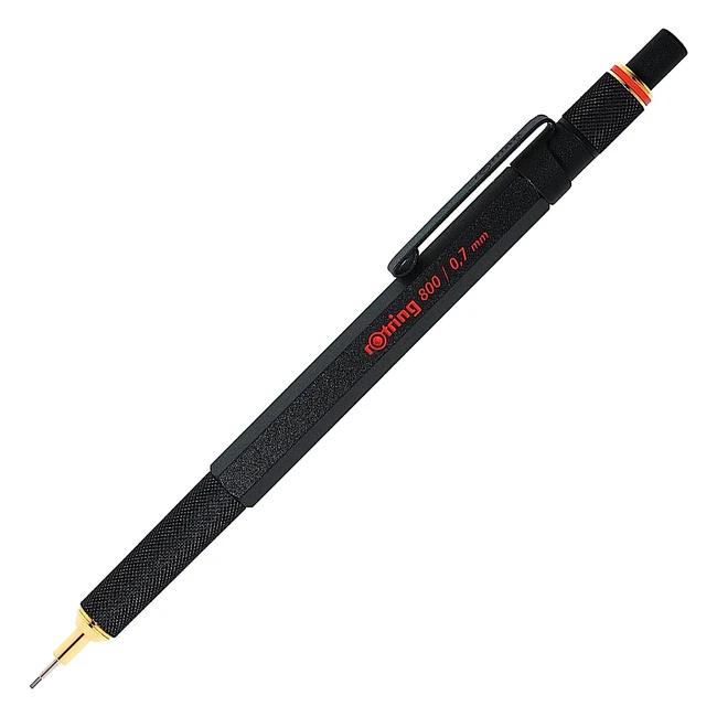 Rotring 800 Mechanical Pencil HB 07mm Black Metal Barrel - Premium Quality & Built-in Eraser