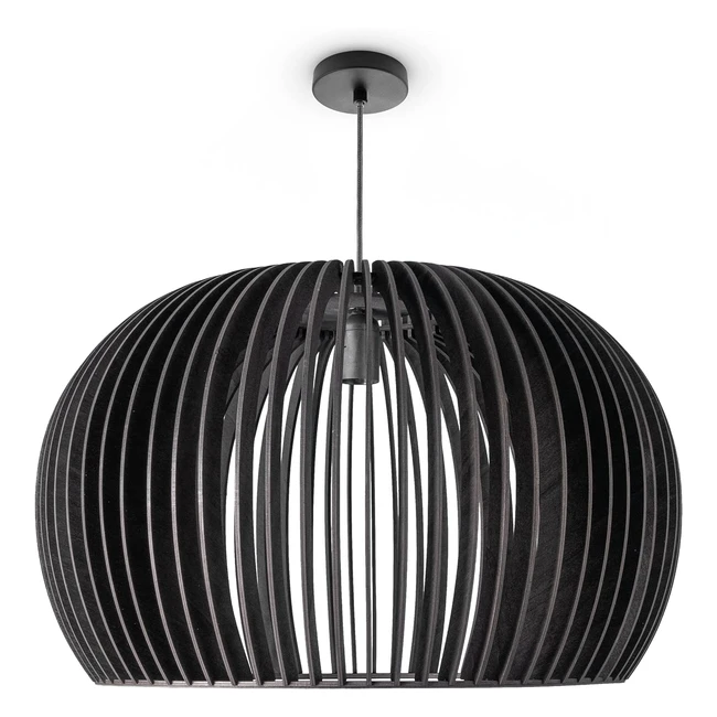 Suspension bois style boho salon lampe table manger vintage e27 aspect rotin noir 55 cm