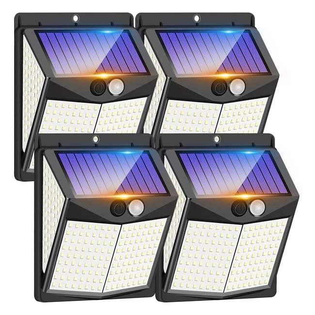 Solar Security Lights 238 LED Motion Sensor IP65 Waterproof Wall Light 4 Pack