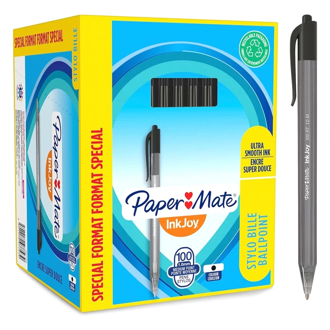 Paper Mate InkJoy 100RT Retractable Ballpoint Pens - Black - 100 Count - Smooth 