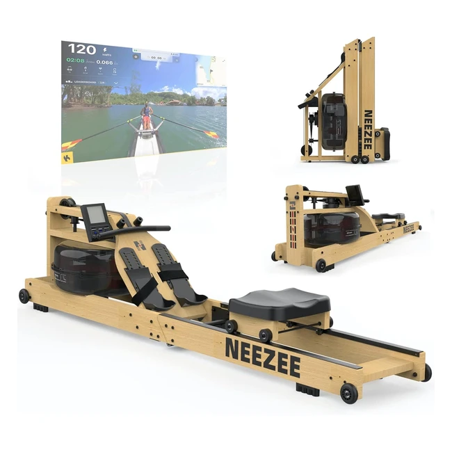 Mquina de Remo Neezee Plegable de Agua Madera LCD Reposapis Ajustable