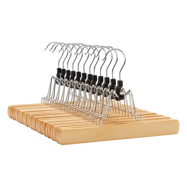 Songmics 12 PCS Wooden Trouser Hangers Nonslip - CRW00712