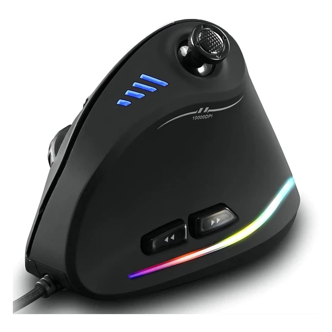 Mouse Verticale TKMARS con Rocker 11 Pulsanti Programmabili 10000 DPI - Ergonomico per PC/MAC/Laptop