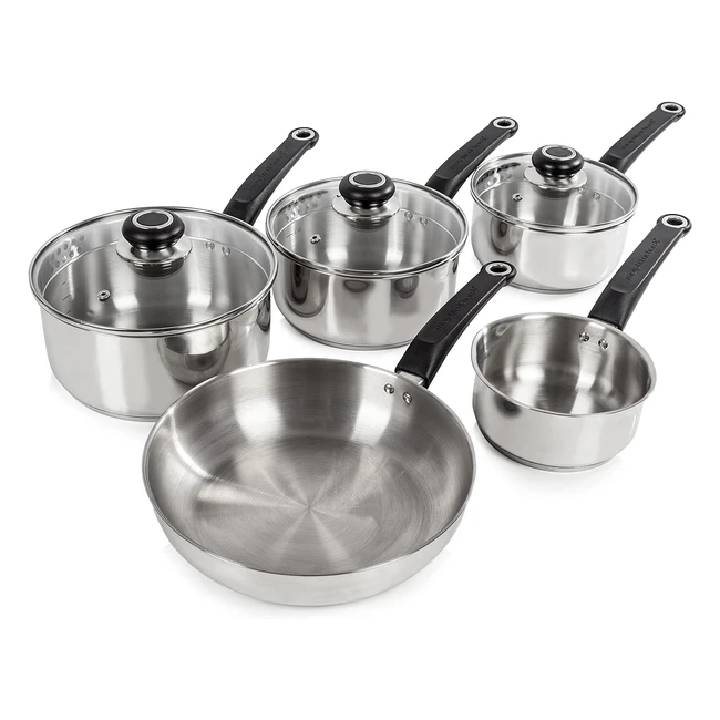 Morphy Richards 970002 Induction Frying Pan Set | Thermocore Technology | Stainless Steel | 5 Piece Set