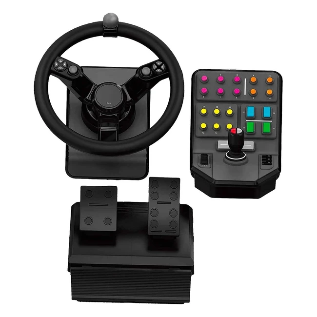 Logitech G Saitek Farm Sim Controller Heavy Equipment Bundle - 900 Wheel, 38 Assignable Buttons, USB PC/Mac - Black