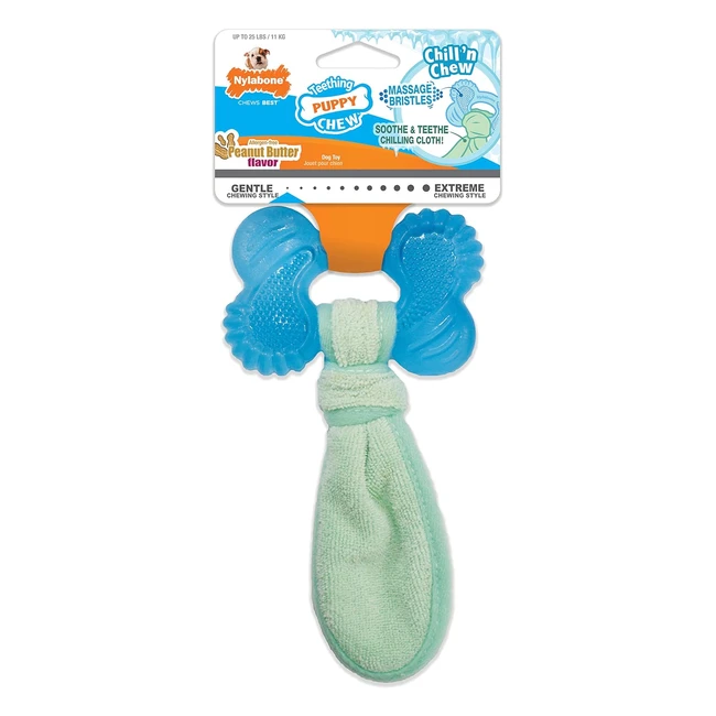 Nylabone Puppy Teething Chew Toy Freezer Bone - Peanut Butter Flavor - For Puppies - Up to 11 kg